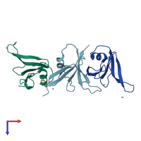 PDB entry 1wsp coloured by chain, top view.