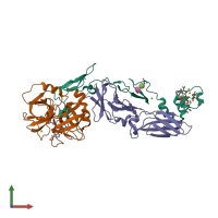 PDB entry 1wss coloured by chain, front view.