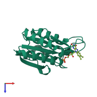 PDB entry 1wsw coloured by chain, top view.
