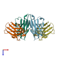 PDB entry 1wt5 coloured by chain, top view.