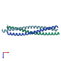 PDB entry 1wt6 coloured by chain, top view.