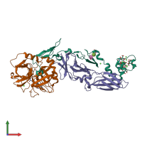 PDB entry 1wtg coloured by chain, front view.