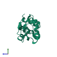PDB entry 1wtm coloured by chain, side view.