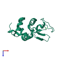 PDB entry 1wtm coloured by chain, top view.