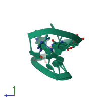 PDB entry 1wts coloured by chain, side view.