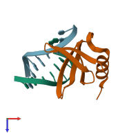 PDB entry 1wtw coloured by chain, top view.