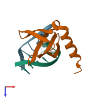 PDB entry 1wtx coloured by chain, top view.