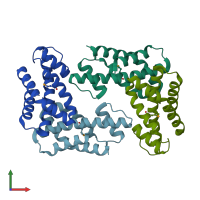 PDB entry 1wty coloured by chain, front view.