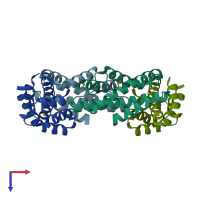 PDB entry 1wty coloured by chain, top view.