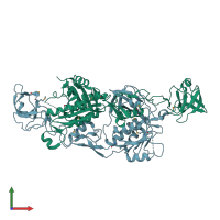 PDB entry 1wu2 coloured by chain, front view.