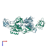 PDB entry 1wu2 coloured by chain, top view.