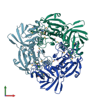 PDB entry 1wu8 coloured by chain, front view.