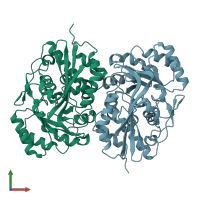 PDB entry 1wue coloured by chain, front view.