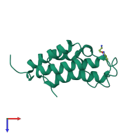 PDB entry 1wum coloured by chain, top view.