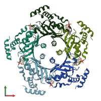 PDB entry 1wur coloured by chain, front view.