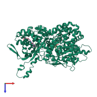 PDB entry 1wv0 coloured by chain, top view.