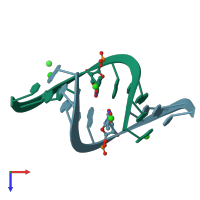 PDB entry 1wv6 coloured by chain, top view.