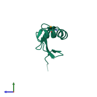 PDB entry 1wv8 coloured by chain, side view.