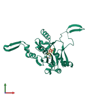 PDB entry 1wvc coloured by chain, front view.