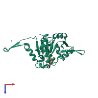 PDB entry 1wvc coloured by chain, top view.