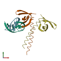 PDB entry 1wvl coloured by chain, front view.