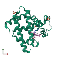 PDB entry 1wvp coloured by chain, front view.