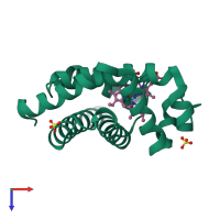 PDB entry 1wvp coloured by chain, top view.