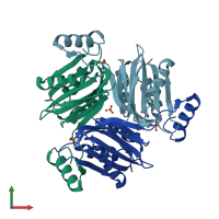 PDB entry 1wvq coloured by chain, front view.