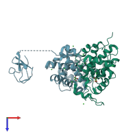 PDB entry 1wvv coloured by chain, top view.