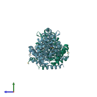 PDB entry 1ww8 coloured by chain, side view.