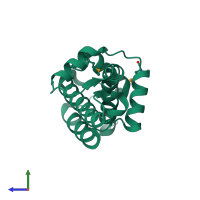 PDB entry 1wwi coloured by chain, side view.
