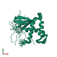 PDB entry 1wwq coloured by chain, ensemble of 20 models, front view.