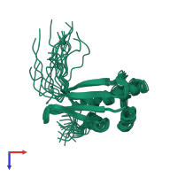 PDB entry 1wwq coloured by chain, ensemble of 20 models, top view.