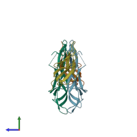 PDB entry 1www coloured by chain, side view.