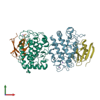 PDB entry 1wx5 coloured by chain, front view.