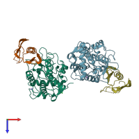 PDB entry 1wx5 coloured by chain, top view.