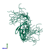 PDB entry 1wx7 coloured by chain, ensemble of 20 models, side view.