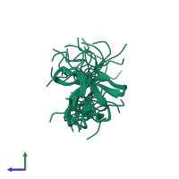 PDB entry 1wxb coloured by chain, ensemble of 20 models, side view.