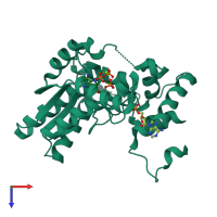 PDB entry 1wxi coloured by chain, top view.