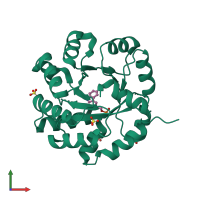 PDB entry 1wxj coloured by chain, front view.
