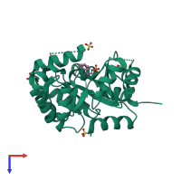 PDB entry 1wxj coloured by chain, top view.