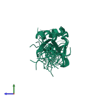 PDB entry 1wxm coloured by chain, ensemble of 20 models, side view.