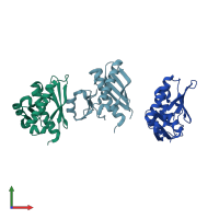 PDB entry 1wxo coloured by chain, front view.
