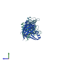 PDB entry 1wxo coloured by chain, side view.