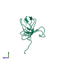 Monomeric assembly 1 of PDB entry 1wxu coloured by chemically distinct molecules, side view.