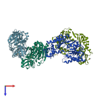 PDB entry 1wxw coloured by chain, top view.