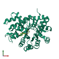 PDB entry 1wxy coloured by chain, front view.