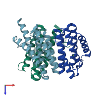 PDB entry 1wy1 coloured by chain, top view.