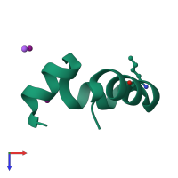 PDB entry 1wy4 coloured by chain, top view.