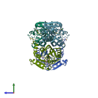 PDB entry 1wy7 coloured by chain, side view.